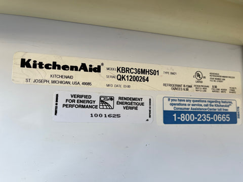 KitchenAid Built-In Refrigerator KBRC36MHS01