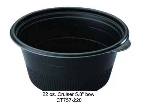 New 22 oz. black plastic to-go bowl. 