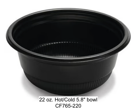 New 22 oz. black plastic portable bowl for hot or cold foods. 