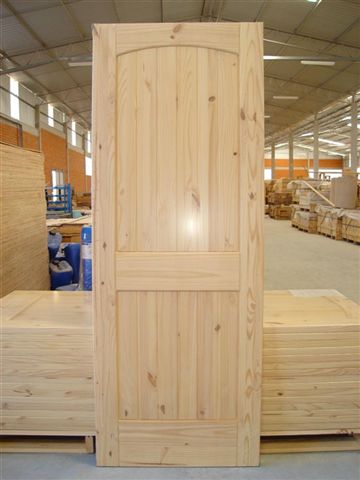 2-Panel Unfinished Arch Top Knotty Pine Solid Core Interior Door Slab