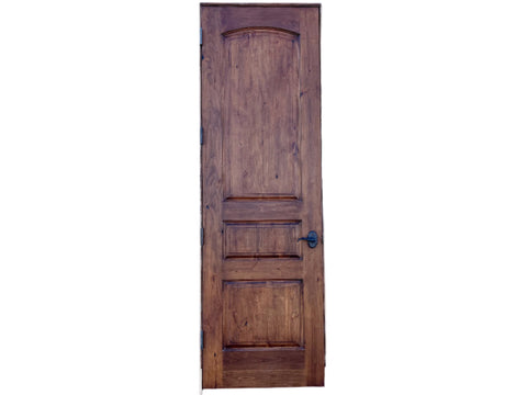 Reclaimed interior door, solid wood, with jamb, hinges and knob. 30" wide, 95" tall, 4.5" deep. Right opening. 