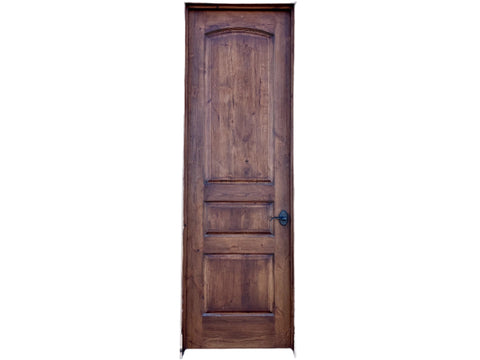 Reclaimed interior door, solid wood, with jamb, hinges and knob. 32" wide, 95" tall, 4.5" deep. Left opening. B-Grade. 