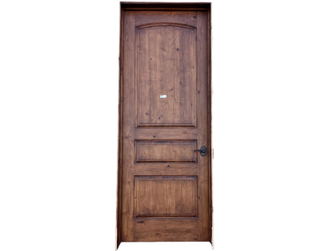 Reclaimed interior door, solid wood, with jamb, hinges and knob. 32" wide, 95" tall, 6.5" deep. Left opening. 