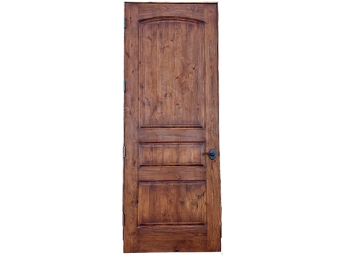 Reclaimed interior door, solid wood, with jamb, hinges and knob. 36" wide, 95" tall, 6.5" deep. Right opening. 