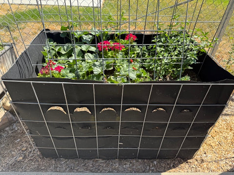 Planter with plants and flowers. 