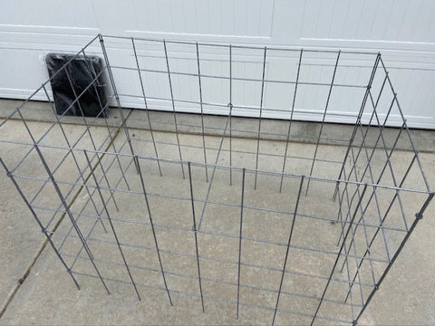 Wire mesh planter frame unfolded. 
