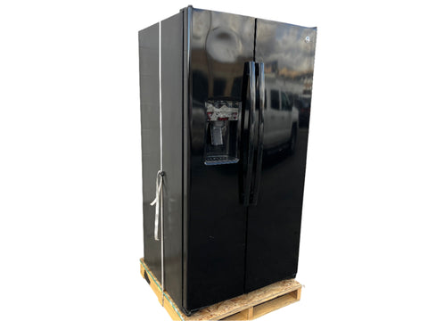 Reclaimed GE DSE25JGHBCBB refrigerator. 