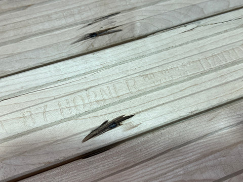 Detail of Horner hardwood flooring bottom. 