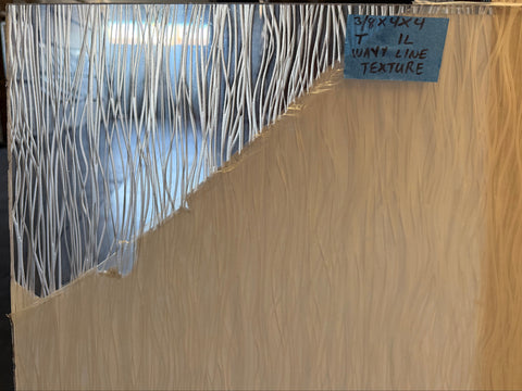 New 0.375"x48"x48" transparent wavy line texture acrylic sheet. 