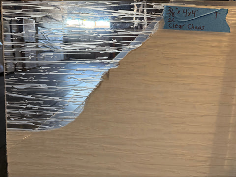 New 3/8" thick, 4' square, transparent acrylic panel in "clear chaos" pattern. 