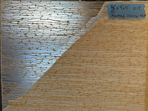 New 3/8"x4'x4' semi-transparent plexi panel; knotted white string layer. 