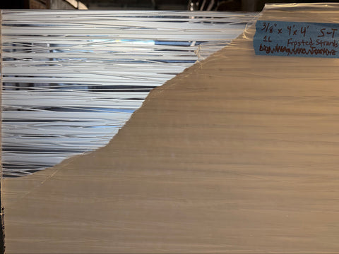 Semi-transparent, frosted strands pattern acrylic panel in 3/8"x48"x48" size. 