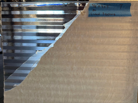 New acrylic panel: 3/8" thick, 4'x4', transparent, lined texture. 