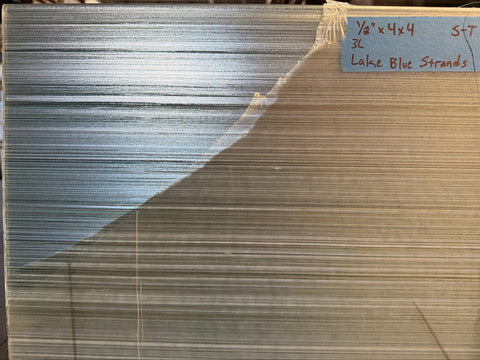 New acrylic panel: 1/2"x4'x4' semi-transparent lake blue strands. 