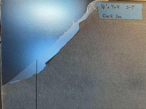 New acrylic panel: 1/8" thick, 4'x4', semi-transparent dark sea blue. 