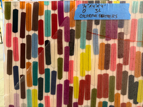 New 1/4"x4'x4' opaque acrylic panel with colorful feathers layer. 