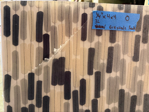 New 1/4" thick, 48" square, opaque plexiglass sheet with grayscale feathers layer. 