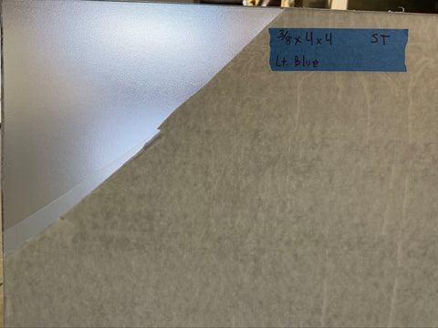 New, semi-transparent light blue 3/8"x4'x4' plexiglass sheet. 