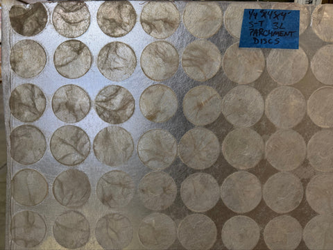 New semi-transparent acrylic panel with parchment discs layer in 1/4"x4'x4' size. 