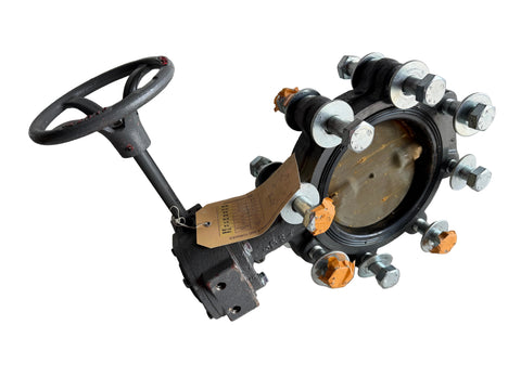 Excellent used condition 6' bi-directional butterfly valve with gear operator by Milwaukee. 