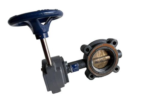 Reclaimed, lug style, gear operator, 3" butterfly valve by Nibco, model LC2000. 
