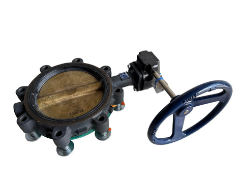 Lug style 8" butterfly valve, part #NLQ110L by Nibco in good, reclaimed shape. 