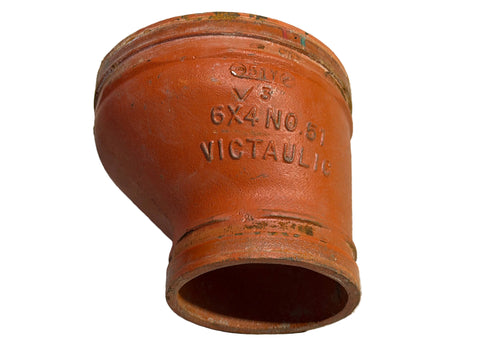 Good, used Victaulic No. 51, 6"x4" eccentric reducer with grooved ends. 