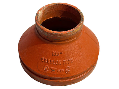 Reclaimed Gruvlok Figure 7072 6x3 concentric reducer with grooved ends. 