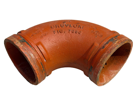 Reclaimed Gruvlok Fig. 7050 3" 90 degree elbow fitting with grooved ends. 