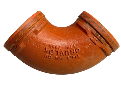 Gruvlok Figure 7050 4" grooved end 1/4 elbow in good, used shape. 