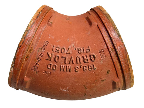 Reclaimed 6" Fig. 7051 grooved 45 degree plumbing elbow by Gruvlok. 