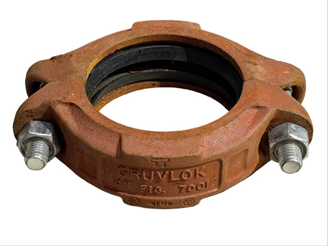 Reclaimed 4"Gruvlok Fig. 7001 flexible pipe coupler for grooved steel piping. 