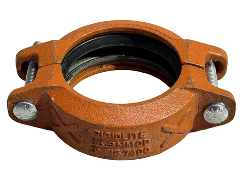 Reclaimed, 3", Figure 7400, Rigidlite coupling for rigid, grooved, steel pipe water systems. 