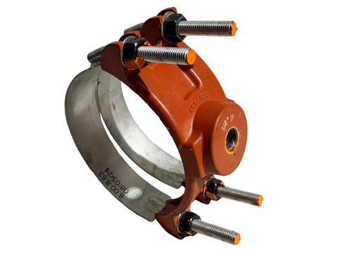 Romac 202S 8” double strap, 3/4” tap service saddle. 