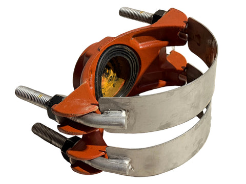 Reclaimed 6" dual strap service saddle with 1/2" tap & NBR gasket. 