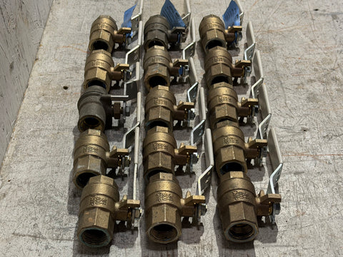 Bronze, threaded, full port, 3/4" ball valves by Nibco. 