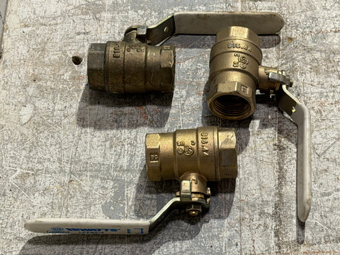 Good, used, .75", threaded, brass water ball valves. 