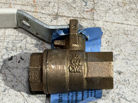 Detail of Nibco, 1/2" bronze valve body. 