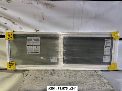New Pella 71.875"x24" single slider dual pane window with vinyl frame. 