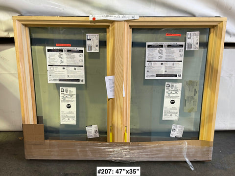 Wood & aluminum dual casement window by Pella. New. 47"x35". 