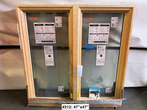47"x47" casement (LH & RH) window with wood & aluminum frame by Pella. 