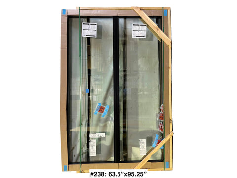 New Pella fixed double pane window with black fiberglass frame & nail fin. 