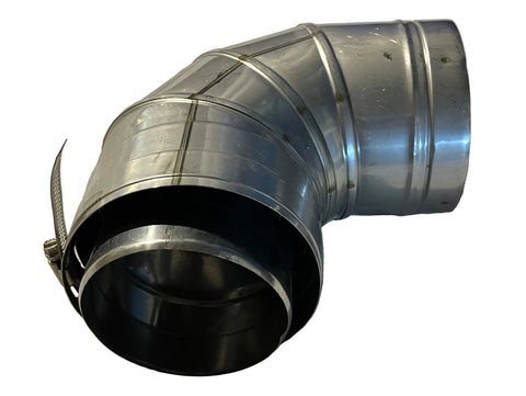 DuraVent W2-9004: FasNSeal Series 90º Double Wall Elbow for Gas Vent Pipe, Stainless Steel, 4" I.D; 5" O.D.