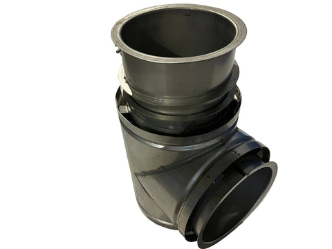 Selkirk #8P-8MT 304/304: Model PS Double Wall 90º Manifold Tee Fitting for Building Heating Appliance Exhaust, 1" Air Insulation, Stainless Steel, 8" I.D.