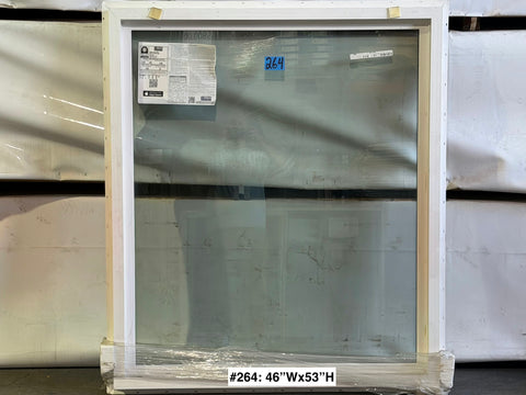 New, fixed Amsco window with white & brown vinyl frame & nail fin. 