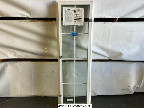 New fixed window with grid in white vinyl frame with nail fin. 