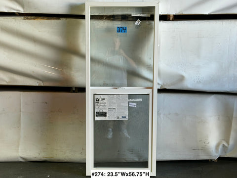 New single hung, white vinyl-framed Amsco window. 