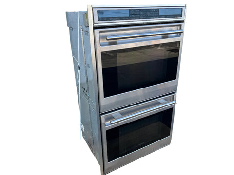 3/4 view of Wolf 30" double oven. 