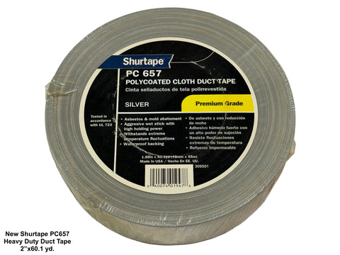 New Shurtape PC657 heavy duty duct tape; 2 in. wide x 60.1 yards long. 