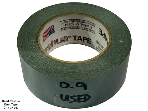 27 yard long remnant roll of 2 inch wide Nashua duct tape. 